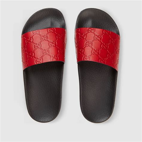 all red gucci slides|Gucci slides with buckle.